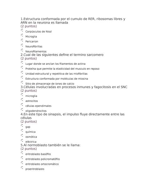 Tercer Examen de Biología Celular y Tisular 1 conformada por el