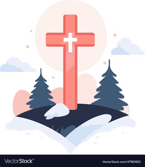 Hand drawn christmas cross in flat style Vector Image