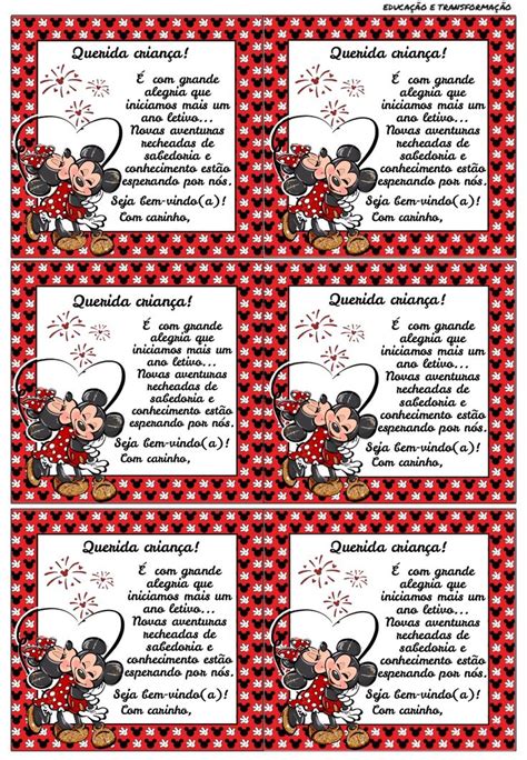 Blog Educação e Transformação Mickey e Minnie mensagem alfabetário