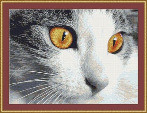 Cat Face Cross Stitch Pattern Digital Downloadable Pattern