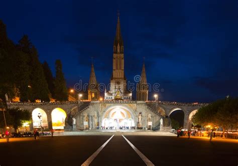 Basilica Lourdes stock image. Image of devote, night - 27143075