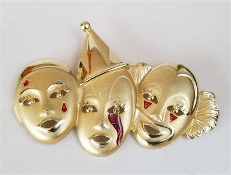 Clown Brooch Ajc Gold Tone Enamel Clown Brooch Vintage Ajc Large Gold