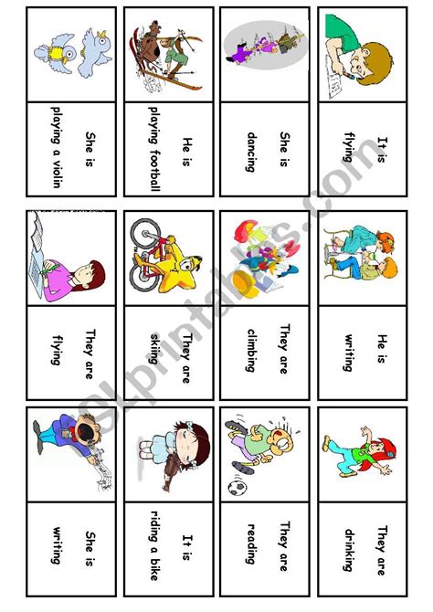 Present Continuous Domino Part Esl Worksheet By Txell