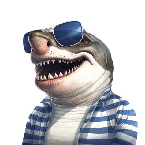 Premium Ai Image Funny Shark With Sunglasses Realistic Portraitures