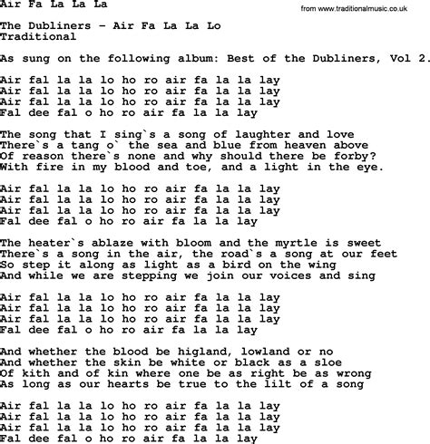 Air Fa La La La by The Dubliners - song lyrics and chords