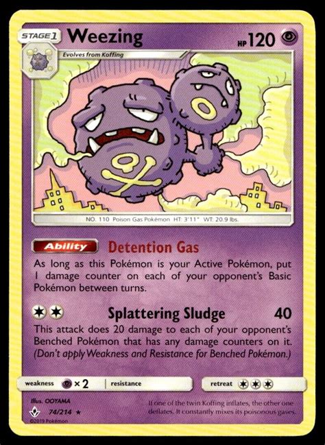 2019 Sun And Moon Unbroken Bonds Weezing Stage 1rare 74 Ebay