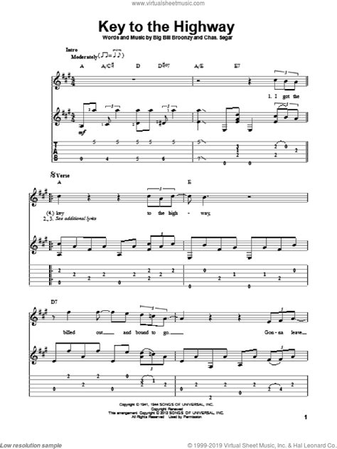 Key To The Highway Sheet Music For Guitar Solo Pdf