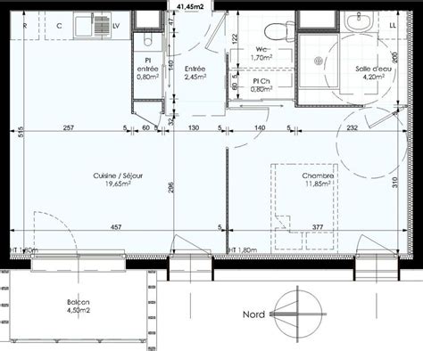 Plan Appartement T2 De 41 45 M² Neuf Résidence « Pleinr à Chambray