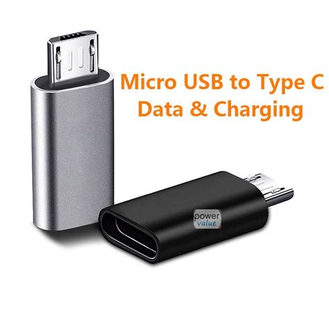 Male Micro Usb To Type C Female Cable Adapter Aluminum Alloy Converter Data Fast Charging