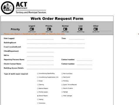 10 Practical Work Order Templates And Formats Word Excel Fomats