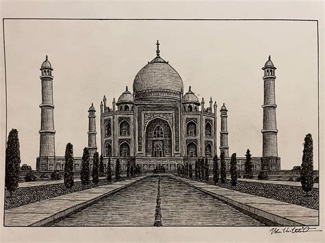 PRINT Drawing Of The Taj Mahal Agra Uttar Pradesh India Etsy In