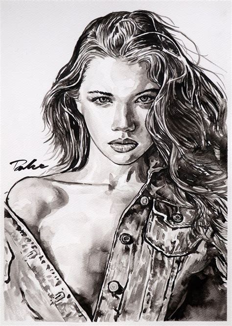 Daring Beauty X Cm Ink Drawing By Tashe Pencil Drawings