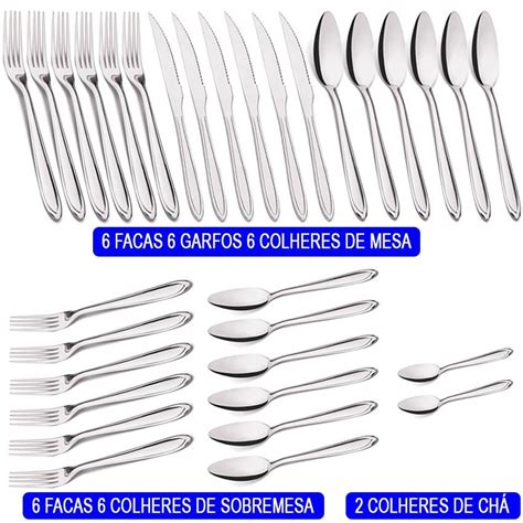 Kit Talheres Inox Garfos Colheres Facas Jantar Sobremesa Ch Submarino