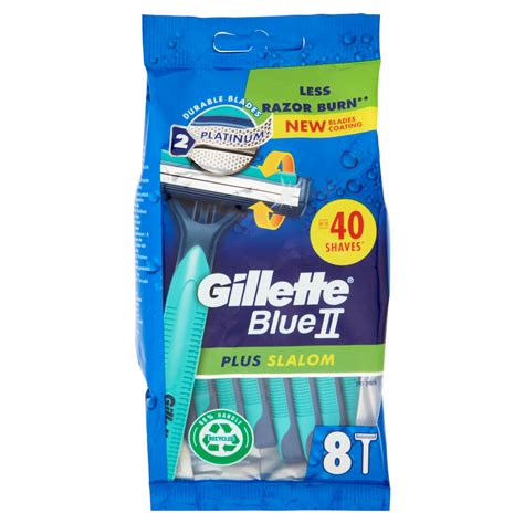 Gillette Blue II Plus Slalom Rasoio da Uomo Usa e Getta - 8 rasoi ...