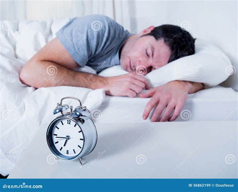 Young Attractive Man Sleeping On Bed Stock Image Image Of Home