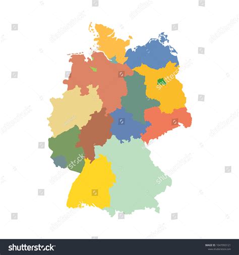 Germany Map With Regions Vector Flat Royalty Free Stock Vector