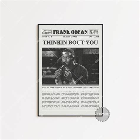 Frank Ocean Retro Newspaper Print Thinkin Bout You Poster Lyrics