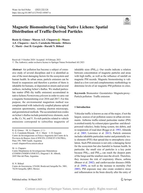 PDF Magnetic Biomonitoring Using Native Lichens Spatial Distribution