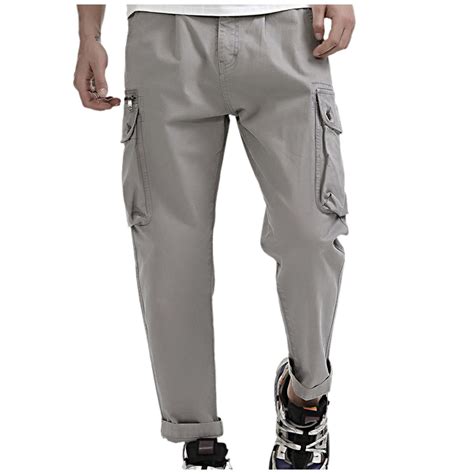 Adbfjaf Cargo Pants For Men Relaxed Fit Men S Mid Waist Zip Cargo