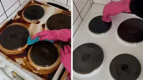 A method for cleaning a stove that proves how easy it is to remove ...