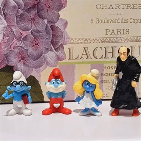 NEW SMURFS FIGURES Papa Smurfette Gargamel And Brainy Smurf Toys X 4