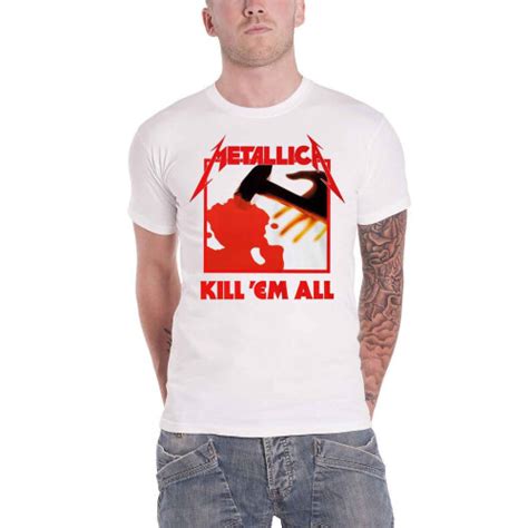 L White Metallica T Shirt Kill Em All Band Logo New Official Mens