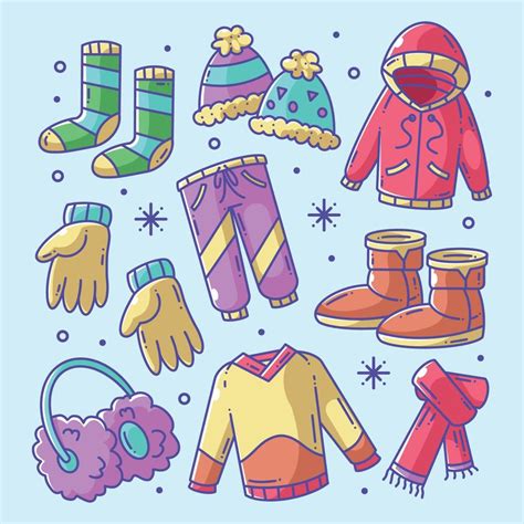 Ropa De Moda De Invierno Dibujado A Mano Doodle Para Colorear