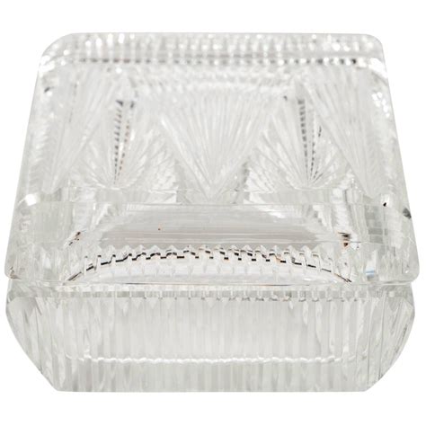 Art Deco Clear Glass Box with Beveled Designs