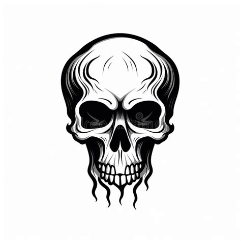 Halloween Skull Silhouette Nostalgic Hand-Drawn Design Stock ...