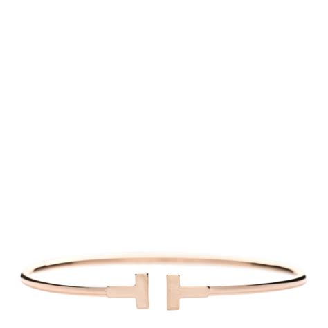 Tiffany 18k Rose Gold Narrow T Wire Bracelet 1120406 Fashionphile