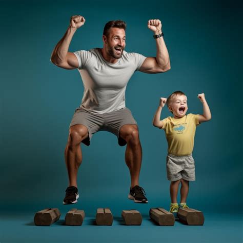 Premium AI Image | father and son exercising