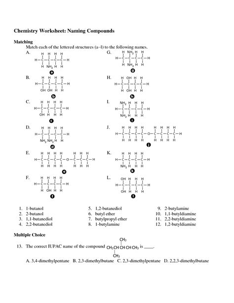 Organic Compounds Structure Worksheet Worksheeto