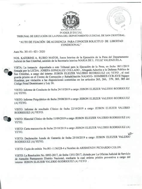 Modelo Solicitud De Libertad Condicional Con Todos Los Anexos Pdf