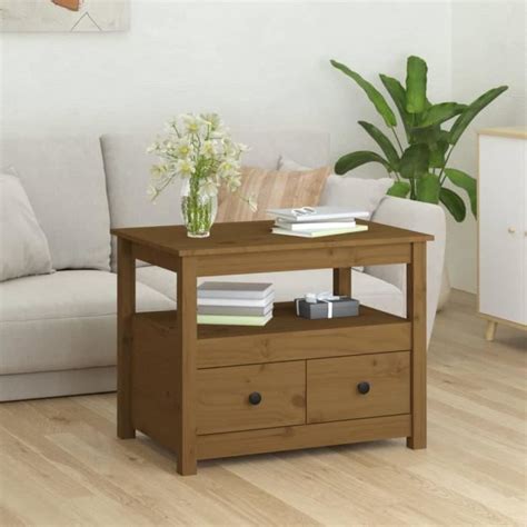 Cikonielf Table Basse Marron Miel X X Cm Bois Massif De Pin