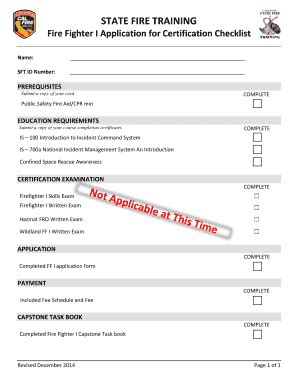 Fillable Online Osfm Fire Ca Fire Fighter I Application For