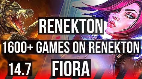 Renekton Vs Fiora Top 1600 Games 3 1 4 Kr Grandmaster 14 7 Youtube