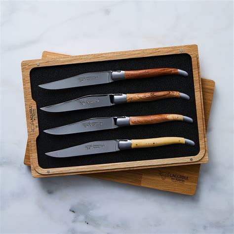 Laguiole En Aubrac Mixed Wood Steak Knives Set Of Kitchen Grill