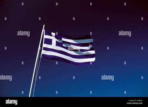 Santorini Greek Flag Stock Photo Alamy