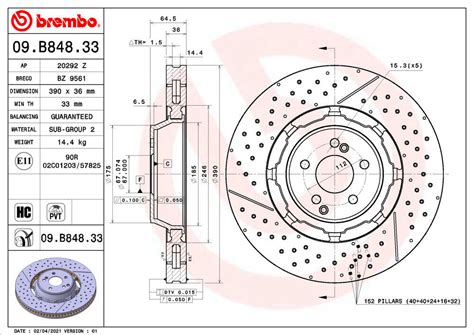 BREMBO BREMSSCHEIBEN 390MM VORNE MERCEDES AMG GT C63 E63 S GLC63 S SL63