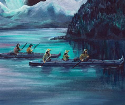 Wall Décor Aleut Art Kayak Northern Lights Baidarka Alutiiq Art First