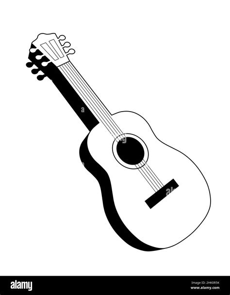 Guitarra Ac Stica En Blanco Y Negro Ilustraci N Simple Aislada Sobre