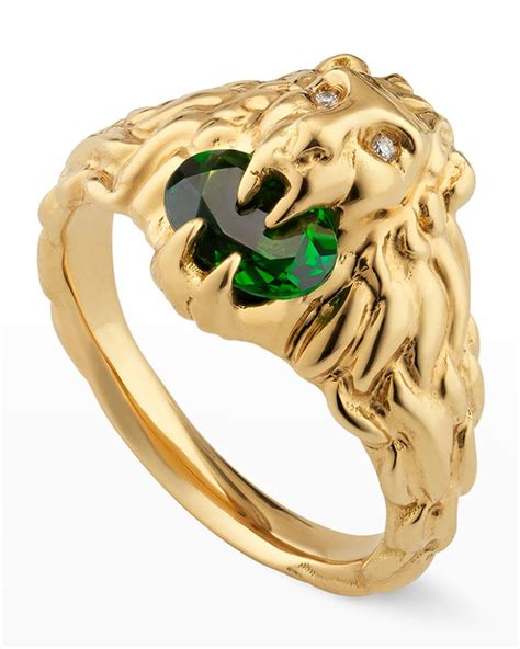 Gucci 18k Lion Head Ring In Green In Metallic Lyst