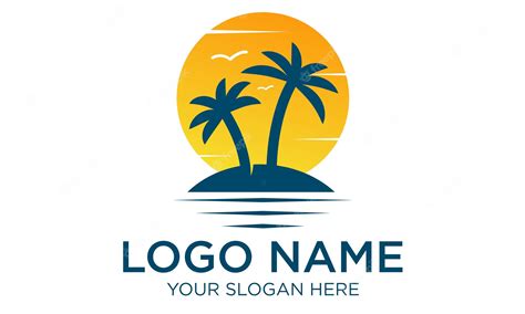 Premium Vector Sunset Beach With Palm Tree