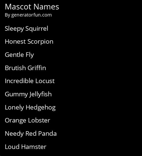 Mascot Name Generator - Generate a Random Mascot Name