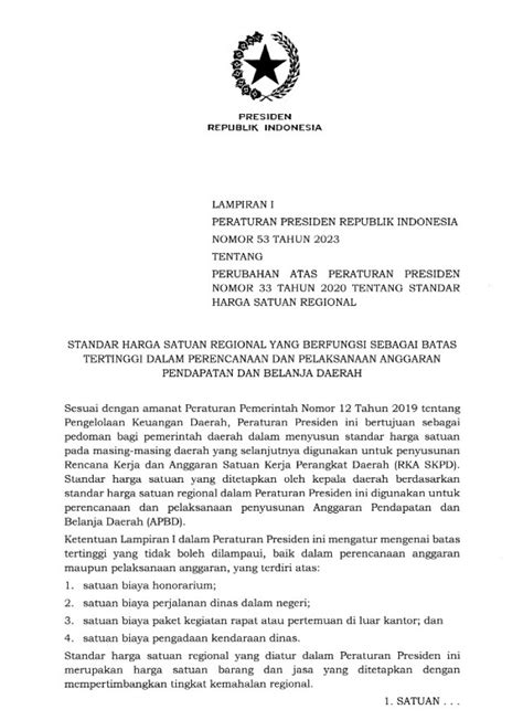 STANDAR HARGA SATUAN REGIONAL YANG BERFUNGSI SEBAGAI BATAS TERTINGGI