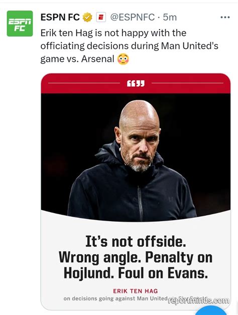 It Was Not Offside Erik Ten Hag Blames Referee Officiating After