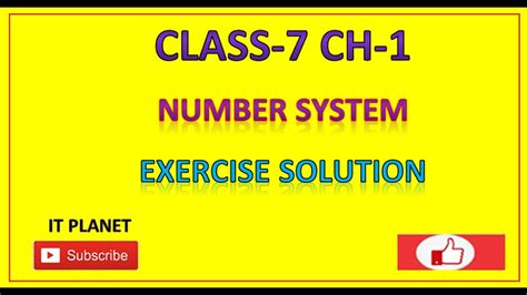 Class 7 Ch 1 Number Systems Exercise Solution Youtube