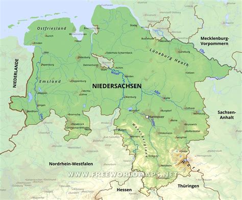 Niedersachsen Karte Freeworldmaps Net