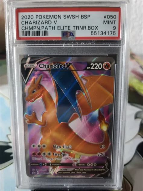 POKEMON DRACAUFEU V Glurak Champions Path Promo SWSH50 PSA 9 Chemin De