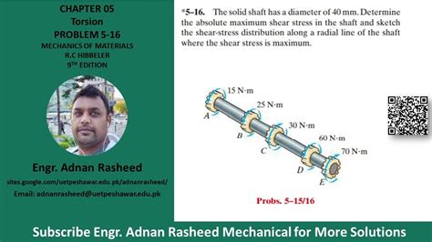 5 16 Ch 5 Torsion Mechanics Of Materials RC Hibbeler YouTube